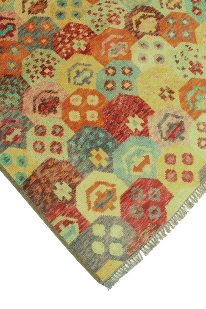 Balochi Yeran Gold/Rust Rug, 9'8x13'7