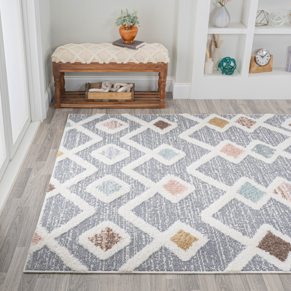 Monique Trellis High-Low Multi/Gray 3'x5' Area Rug