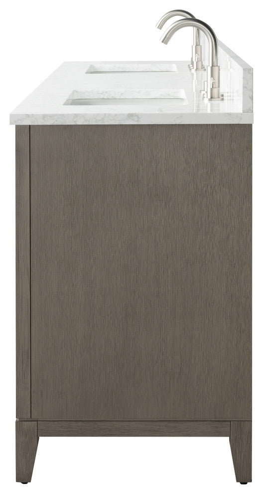 Vanity Art Bathroom Vanity With Sink, Driftwood Gray, 72" Double