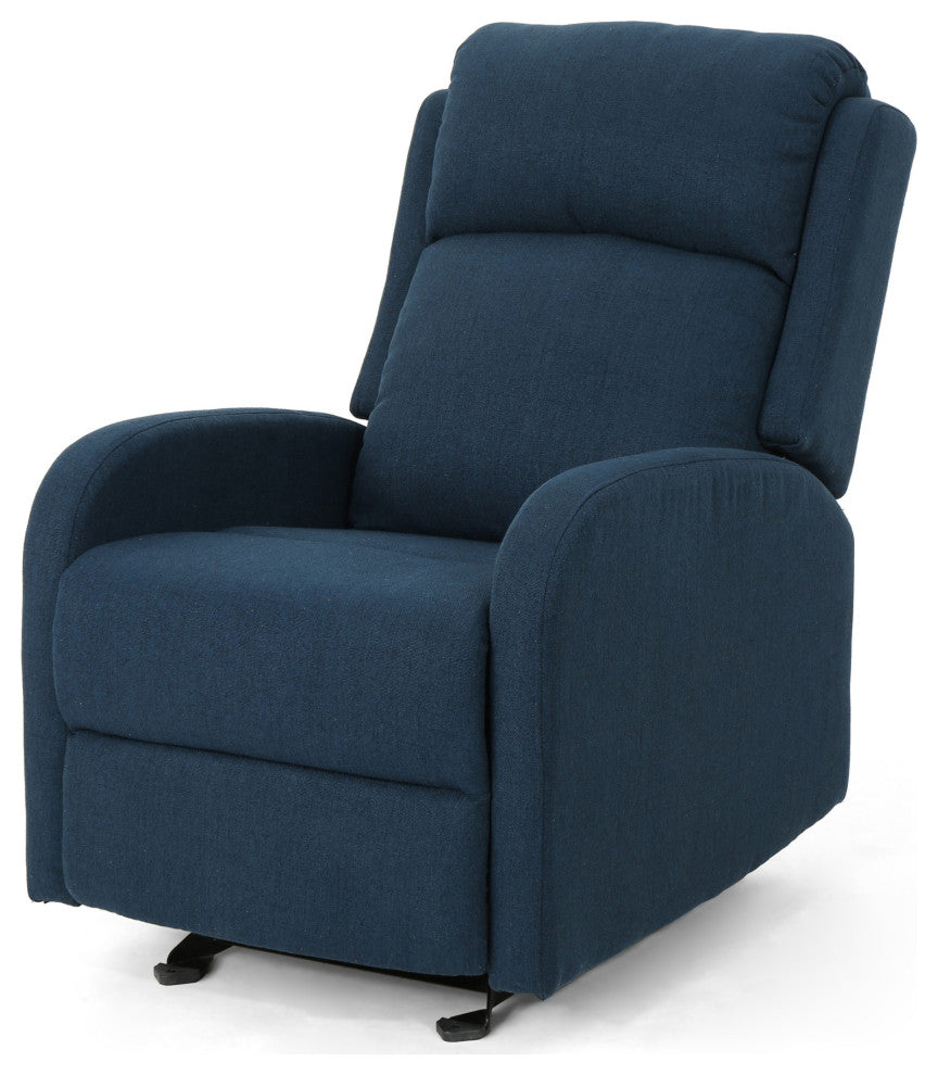 GDF Studio Ava Fabric Rocking Recliner, Navy Blue/Black