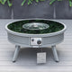 LeisureMod Walbrooke Patio Sofa Set With Round Fire Pit Table, Red