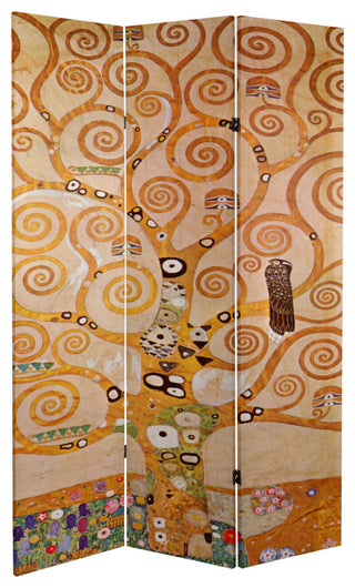 6' Tall Double Sided Works of Klimt Room Divider, The Kiss/Tree of Life