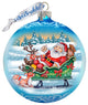 Reindeers Ride Santa Glass Ornament