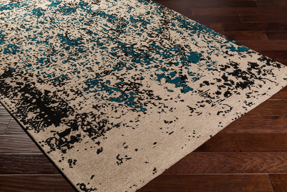 Surya Egypt EGT-3076 4'x6' Rug, Teal/Black/Taupe