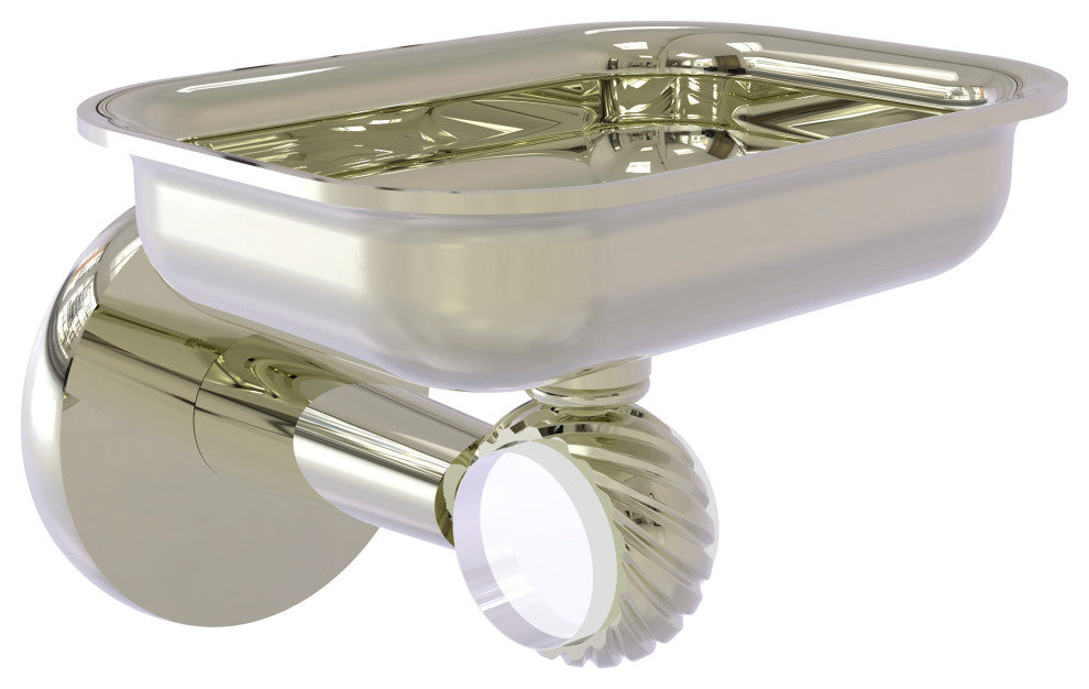 Clearview Wall Mounted Soap Dish Holder with Twisted Accents, Polished Nickel