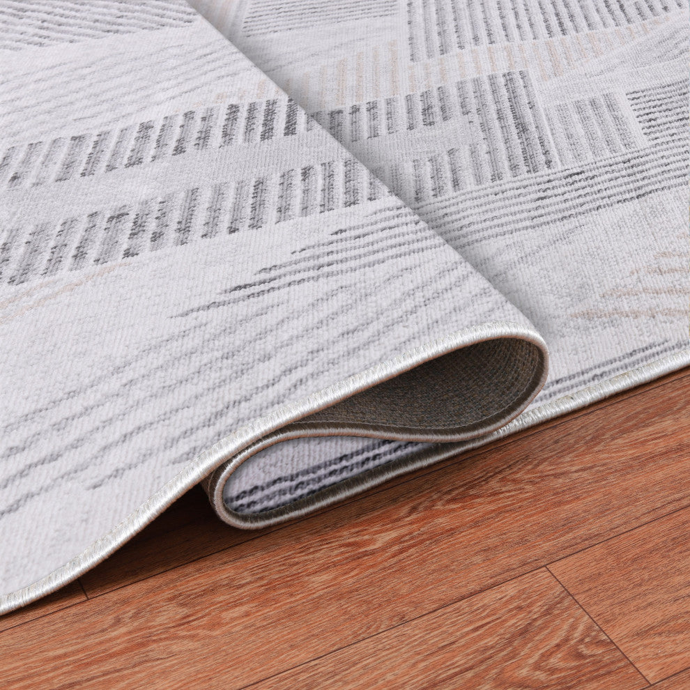 Low-Pile Auden Gray/Beige Rug, Gray, 10'x14'