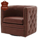 Leslie Swivel Tufted Accent Arm Chair, Garrett Brown, Top Grain Leather