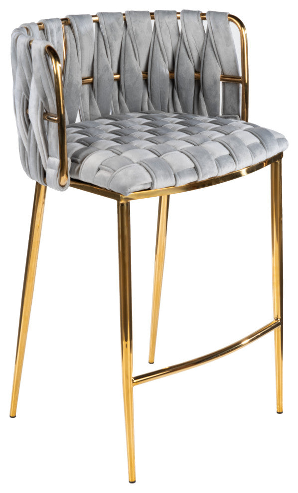 Milano Counter Chair, Gray With Gold Legs