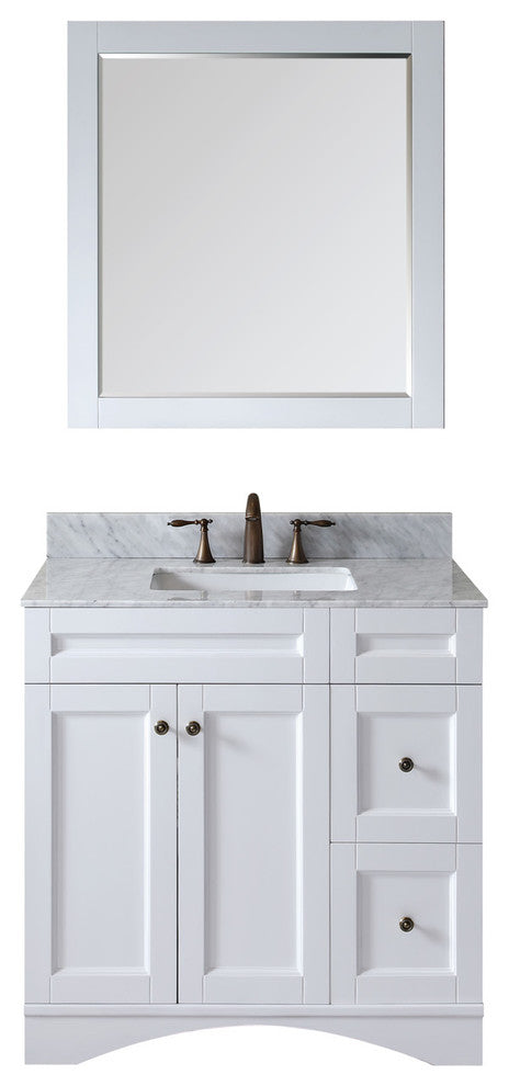 Elise 36" Single Bathroom Vanity, White, Square Sink_mirror Included