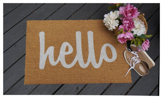 Calloway Mills Script Hello Doormats, Off White/ Natural, 24" X 36" X 0.60"