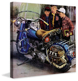 "Tex's Motorcycle" Painting Print on Canvas by Stevan Dohanos
