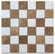 Thassos White Yellow Woodgrain Marble Checkerboard Square Mosaic Tile, 1 sheet