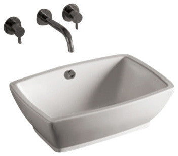 Isabella Rectangular Above Mount Basin With Overflow And Center Drain
