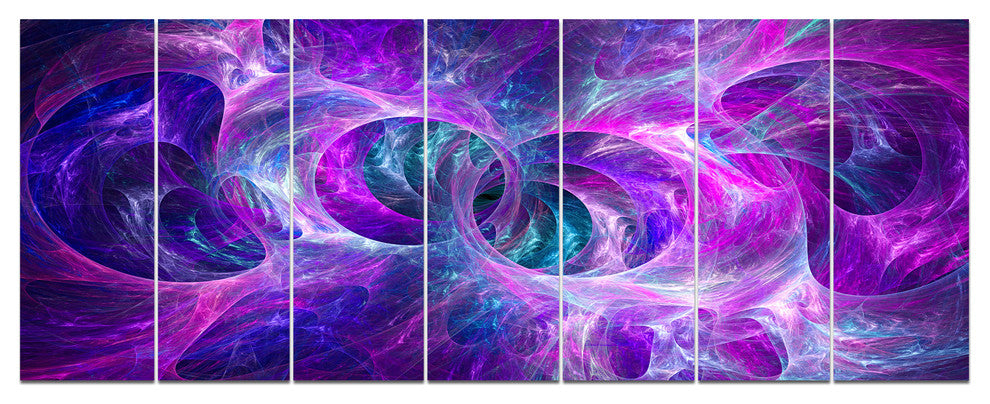 Snow Purple Fractal Texture, Abstract Canvas Art Print, 83"x32", 7 Panels