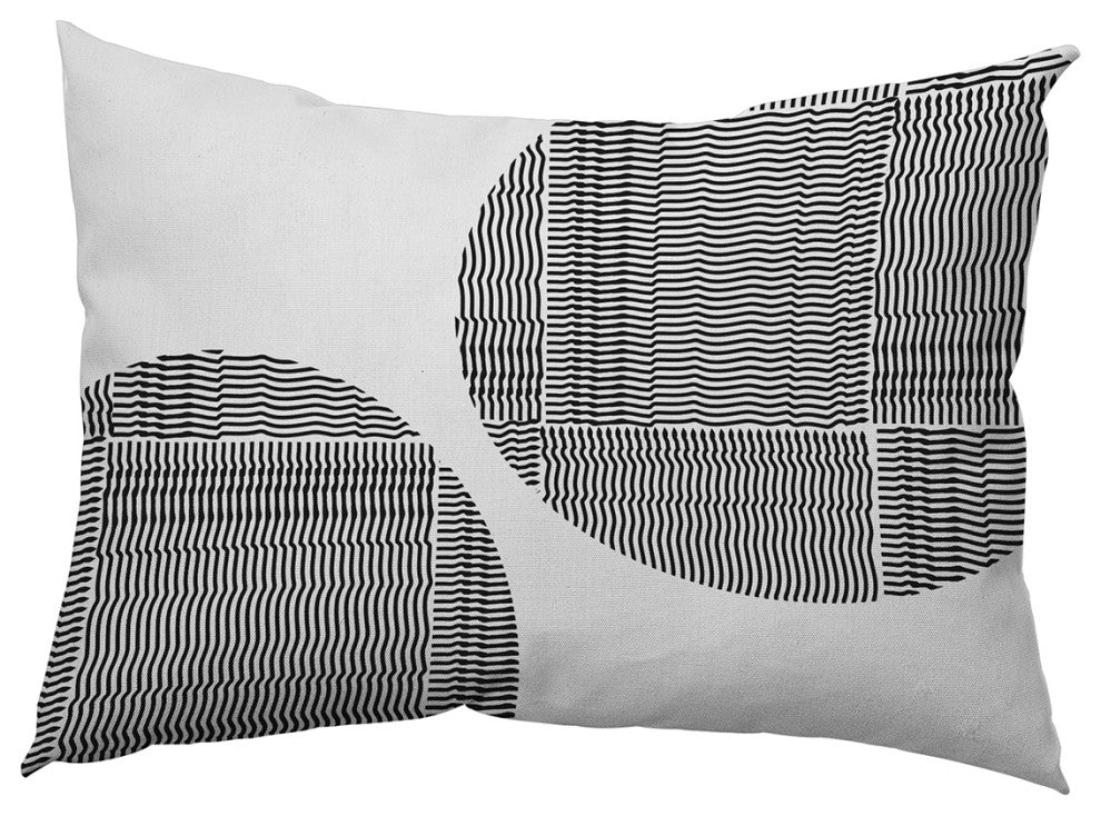 Circles and Squares Polyester Indoor Pillow, Raven Black, 14"x20"