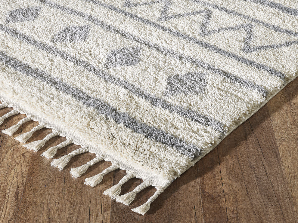 Abani Willow WIL120A Moroccan Tribal Ivory and Grey Area Rug