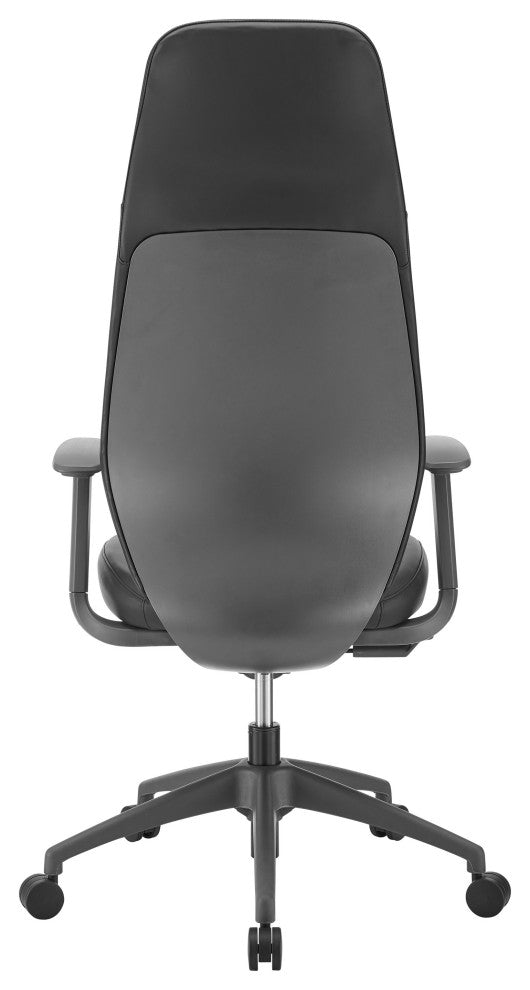 Filip High Back Office Chair, Black Leatherette With Plastic Grey Back Support