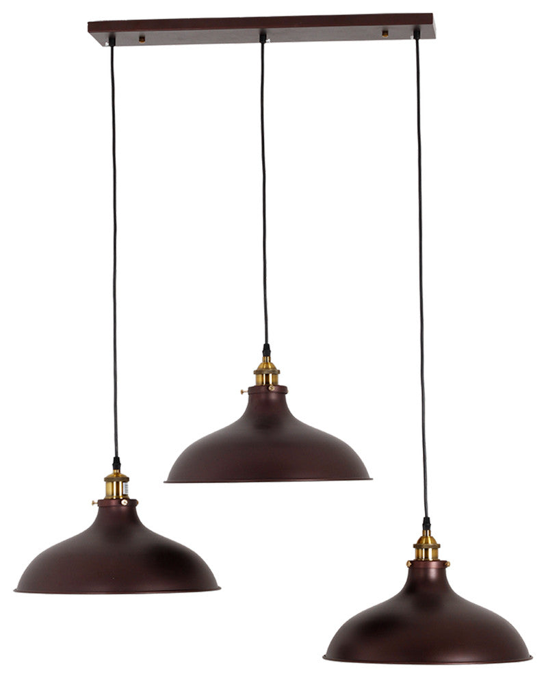 Eadred Industrial 3-Light Oil Rubbed Bronze Island Pendant, 14" Wide