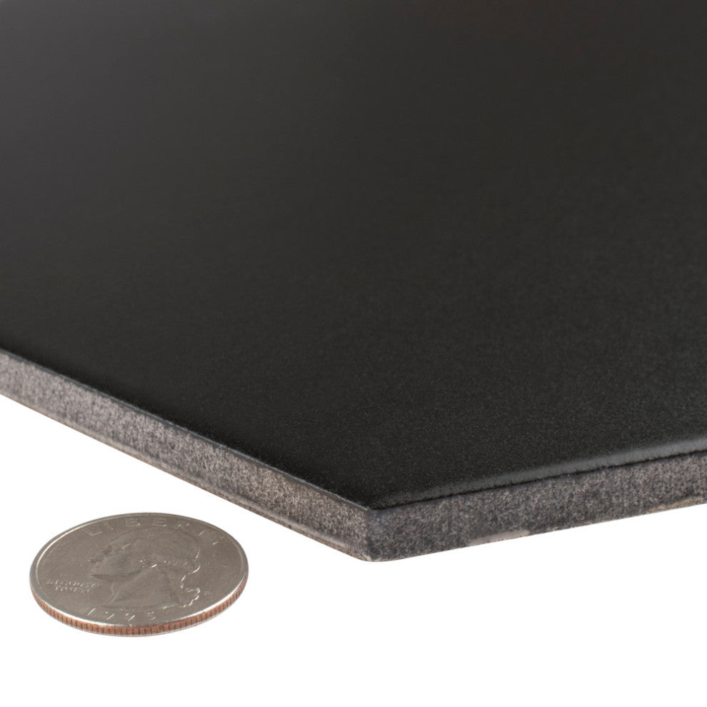 Textile Hex Porcelain Floor and Wall Tile, Black
