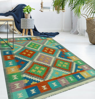 Sangat Flatweave Faiza Grey/Rust Rug, 4'8 x 6'7