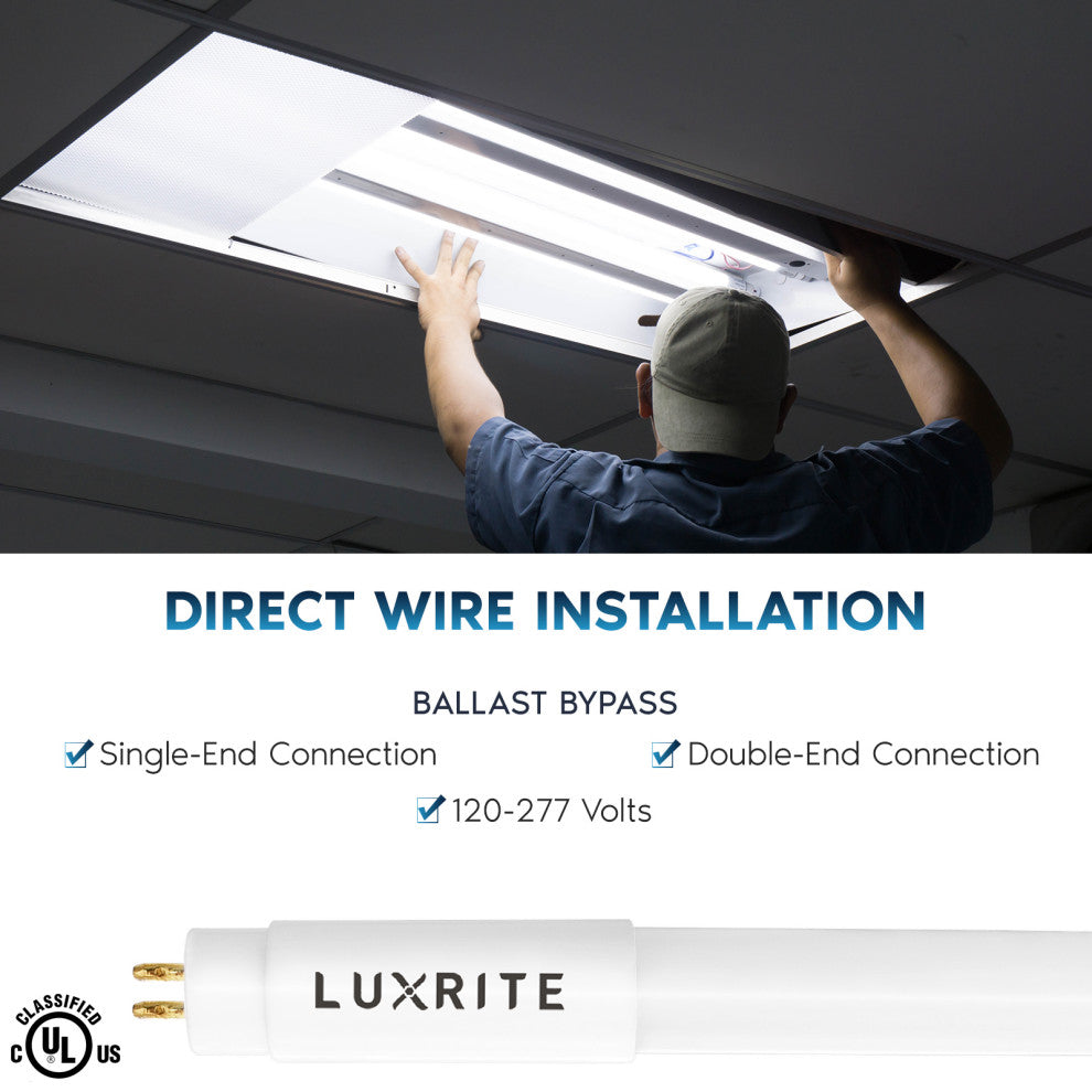 Luxrite 12-Pack 4FT T5 LED Tube Light 24W 4CCT Ballast Bypass 3200LM