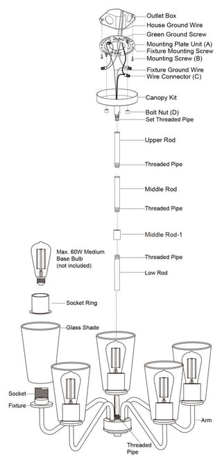 Vaxcel Lighting H0284 Beverly 5 Light 23"W Chandelier - Muted Brass