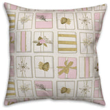 Pink and Gold Gift Pattern 16"x16" Throw Pillow Cover