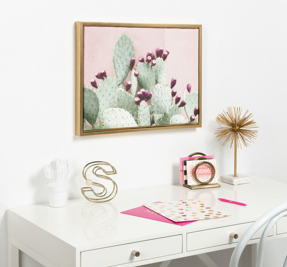 Sylvie Cactus 25 Gold Framed Canvas Wall Art by Amy Peterson, 18x24