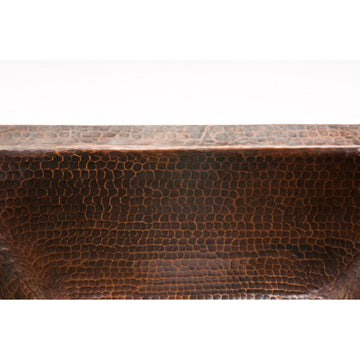 BRECDB3 Rectangle 16 Gauge Hammered  Copper Prep Sink