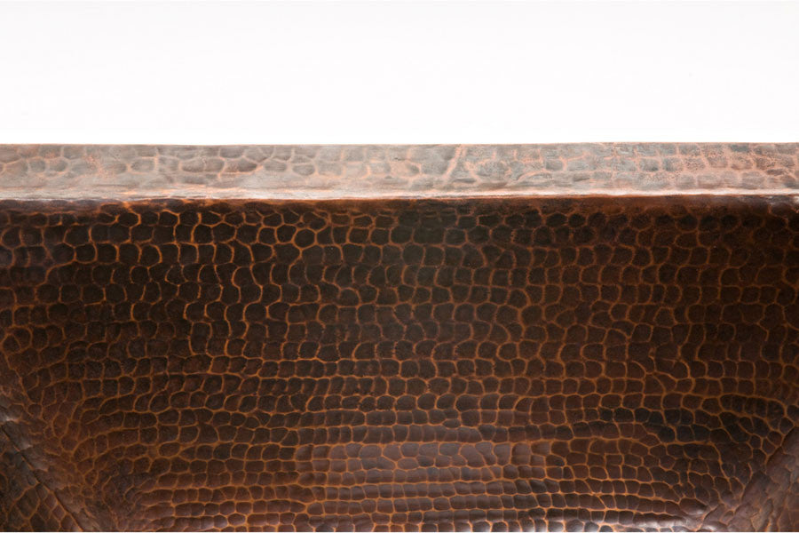 BRECDB3 Rectangle 16 Gauge Hammered  Copper Prep Sink