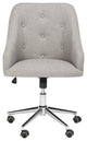 Transitional Office Chair, Chrome Base With Barrel Velvet Upholstered Seat, Gray