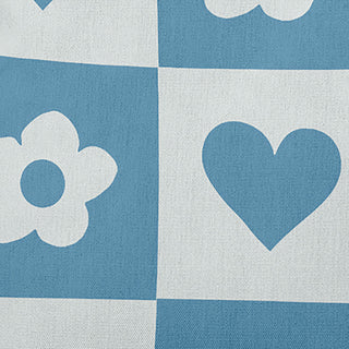 Heart And Flowers Grid Decorative Throw Pillow, Chambray, 26"x 26"