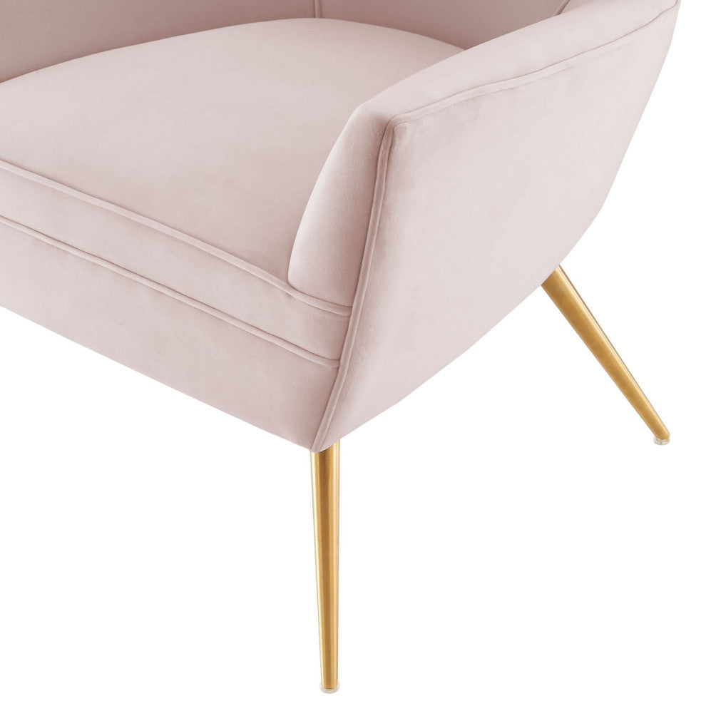 Armchair Accent Tufted Chair, Pink, Velvet, Modern, Mid Century Hotel Lounge