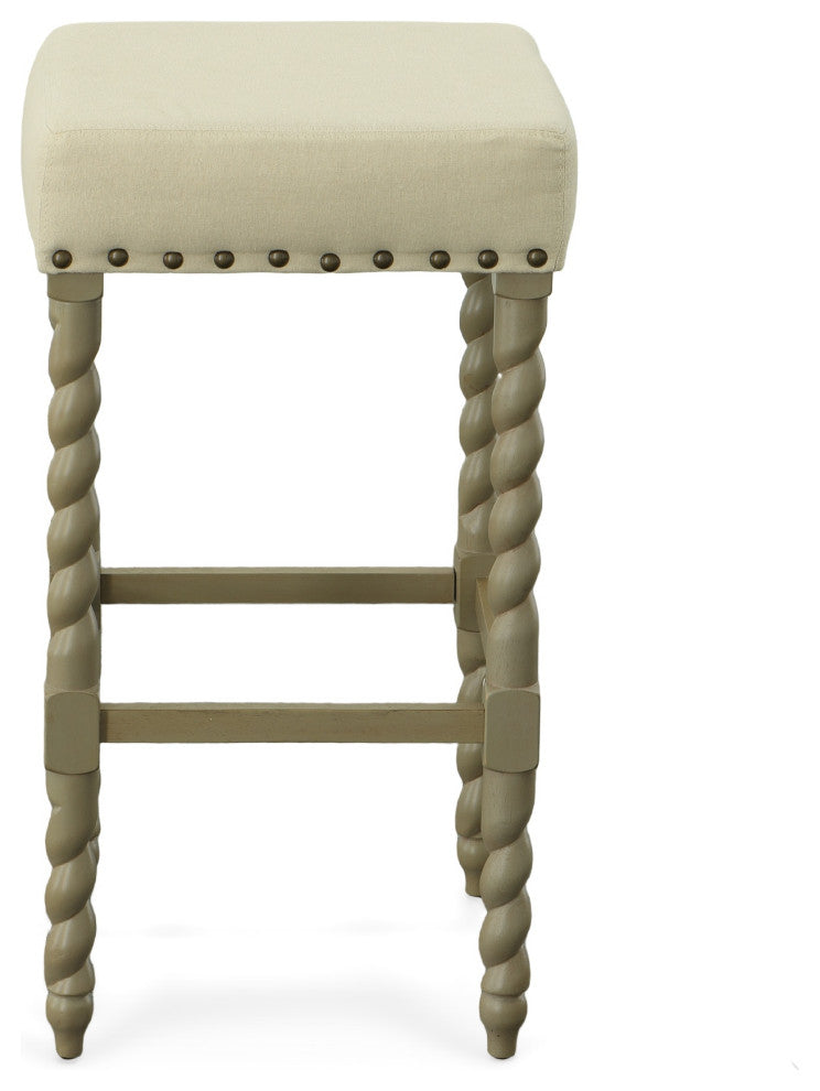 Arezzo 30" Bar Stool, Weathered Gray and Linen