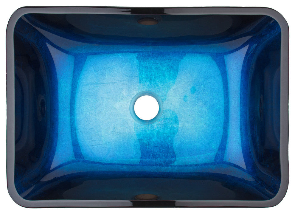VIGO Donatello 18"L x 13"W x 4"H Glass Rectangular Vessel Bathroom Sink in Blue