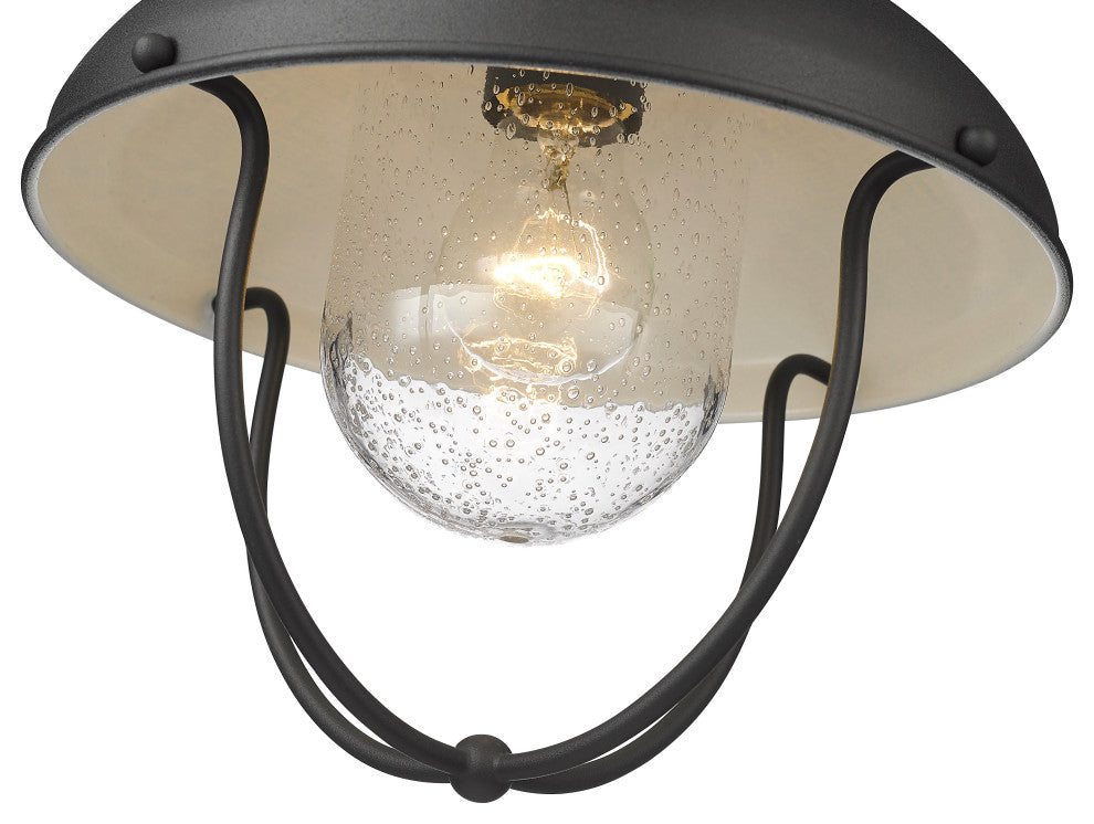 Z-LITE 590F-BK 1 Light Outdoor Flush Ceiling Mount Fixture, Black