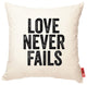 "Love Never Fails" Decorative Throw Pillow in Cream Muslin