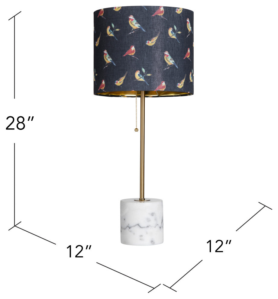 Isla Marble Base Lamp With Bird Shade