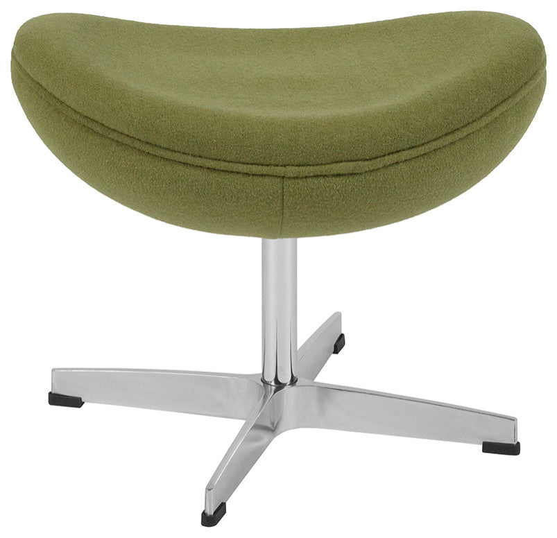 Grass Green Wool Fabric Ottoman