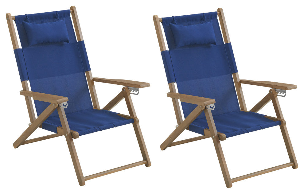 2 Beach Chair Outdoor Weather-Resistant Wood Folding Chair With Backpack Straps