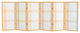 3'' Tall Double Cross Shoji Screen, Natural, 6 Panels