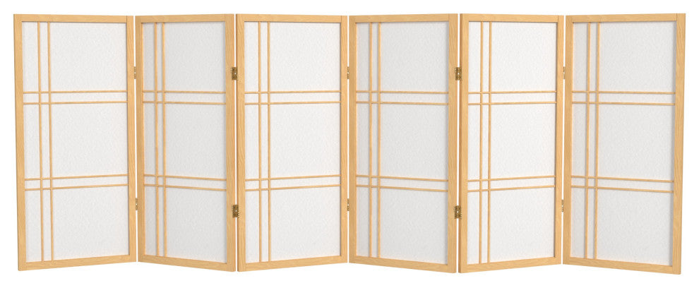 3'' Tall Double Cross Shoji Screen, Natural, 6 Panels