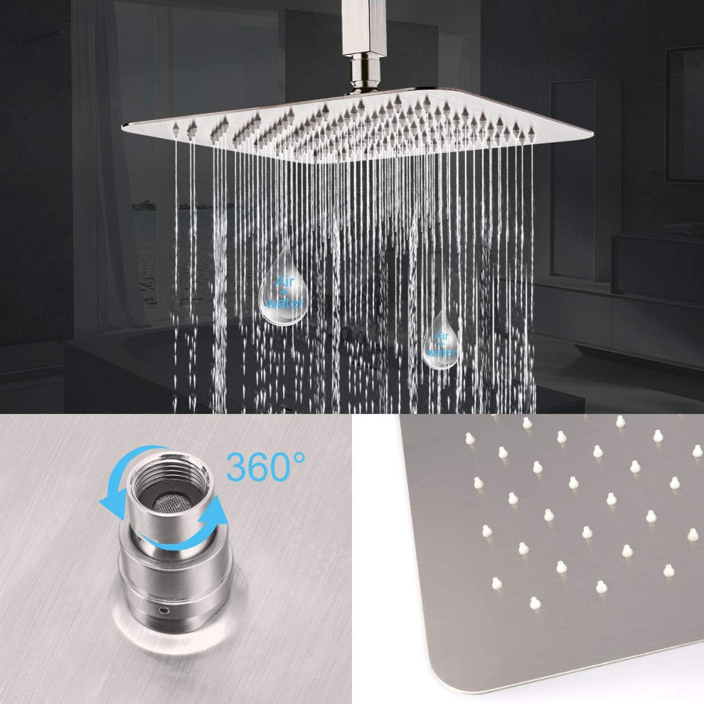 Ceiling-mounted shower system With handheld shower set, Brushed Nickel