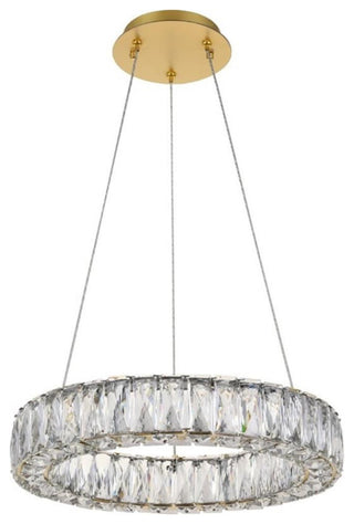 Elegant Lighting Monroe 17.7" Round Royal Cut Crystal LED Chandelier in Gold