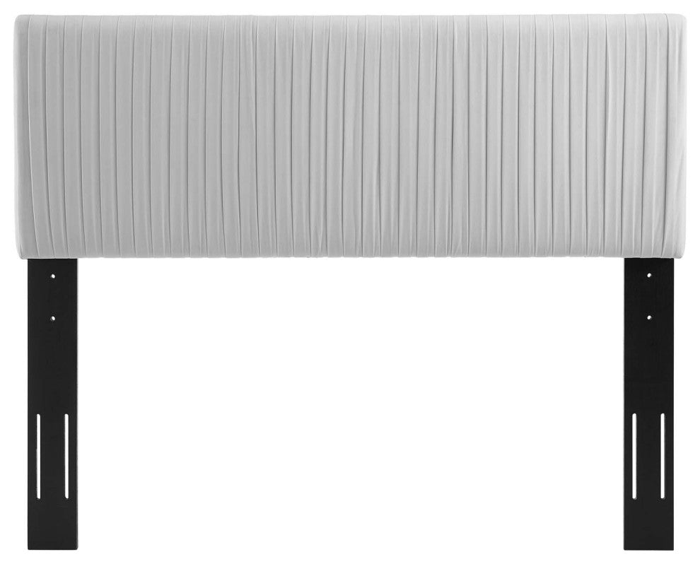 Eloise Channel Tufted Performance Velvet Twin Headboard-Light Gray