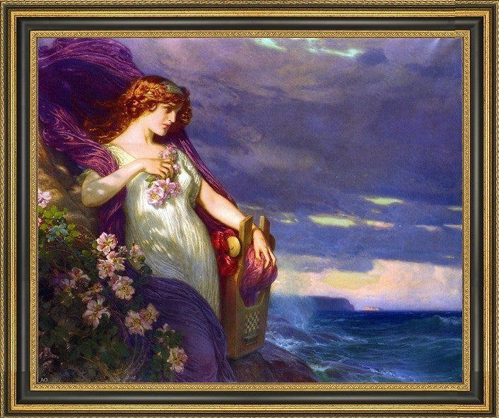 Julius Ferdinand Kronberg Sappho Framed Premium Canvas Print, 20"x25"