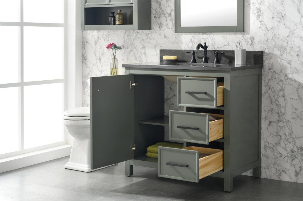 36" Single Sink Vanity Cabinet, Pewter Green