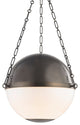 Sphere No.2 Large Pendant With Opal Glass Shade, Distressed Bronze