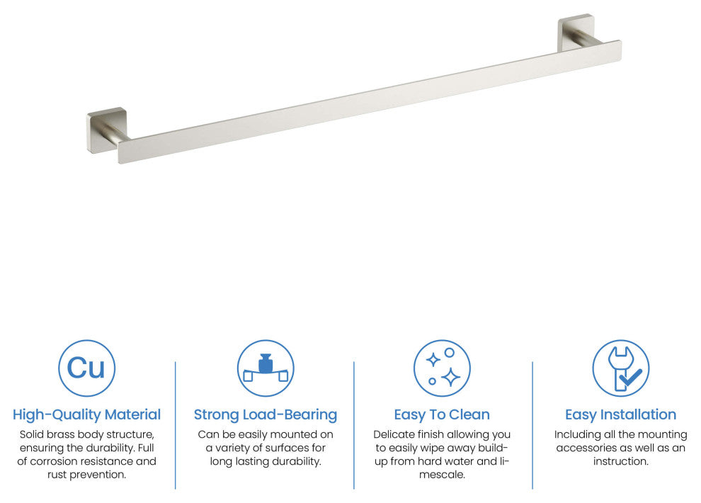 Blaze 24 inch Bathroom Towel Bar, Brushed Nickel