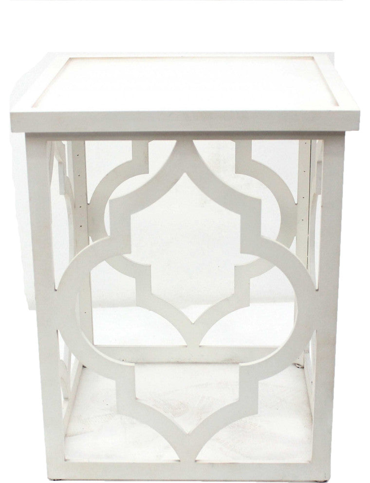 19" x 19" x 23.5" White/Ivory, Square End Table